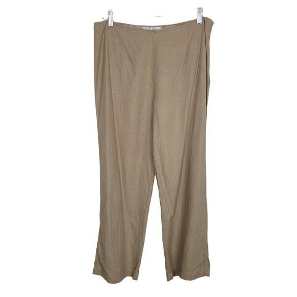 Vintage Sz 8 Diane Gilman Cropped Linen Blend Pants Tan High Rise Flat Front - Picture 1 of 6